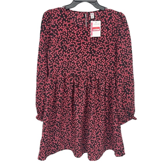 BP Black Graphic Blooms Long Sleeve Dress Size Small - Picture 2 of 11
